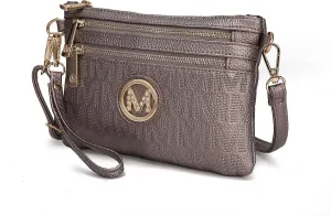 MKF Crossbody Bag for Women, Wristlet Strap – PU Leather Shoulder Handbag – Small Pocketbook Messenger Purse Black