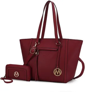 MKF Crossbody Tote Bag for Women & Wristlet Purse Set – PU Leather Top-Handle Satchel Shoulder Handbag