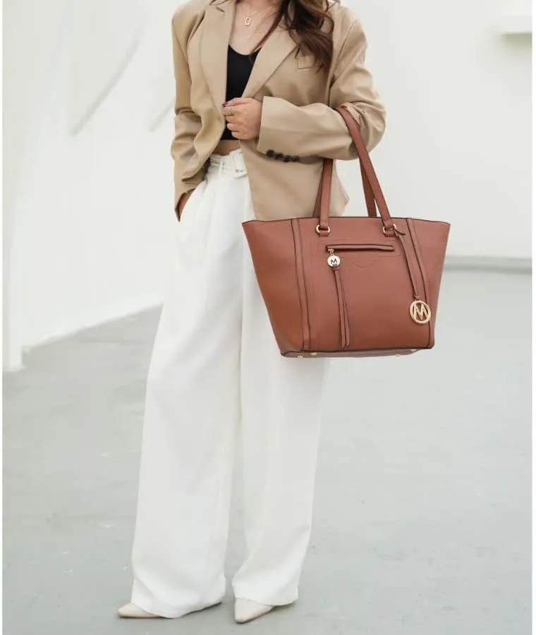 MKF Crossbody Tote Bag for Women & Wristlet Purse Set – PU Leather Top-Handle Satchel Shoulder Handbag