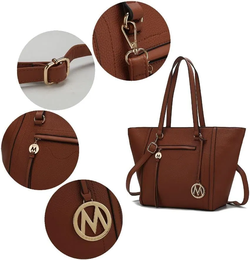 MKF Crossbody Tote Bag for Women & Wristlet Purse Set – PU Leather Top-Handle Satchel Shoulder Handbag