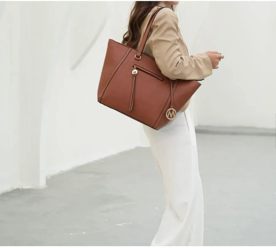 MKF Crossbody Tote Bag for Women & Wristlet Purse Set – PU Leather Top-Handle Satchel Shoulder Handbag