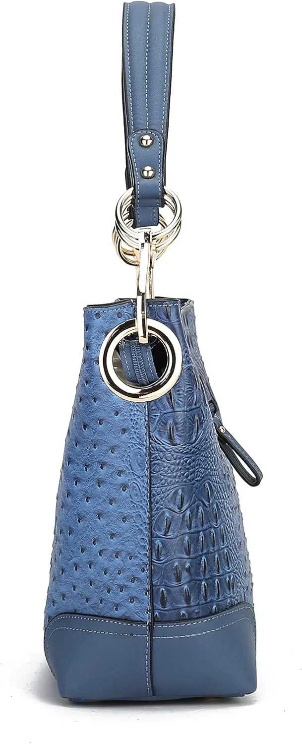 MKF Set Hobo Bag for Women & Wristlet Wallet – PU Leather Designer Handbag Purse – Shoulder Strap Lady Fashion