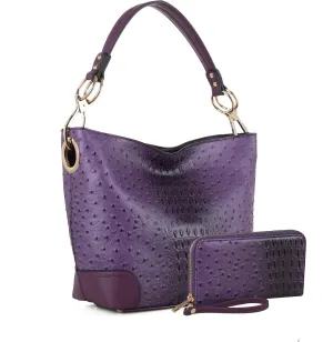 MKF Set Hobo Bag for Women & Wristlet Wallet – PU Leather Designer Handbag Purse – Shoulder Strap Lady Fashion