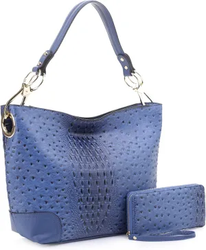MKF Set Hobo Bag for Women & Wristlet Wallet – PU Leather Designer Handbag Purse – Shoulder Strap Lady Fashion