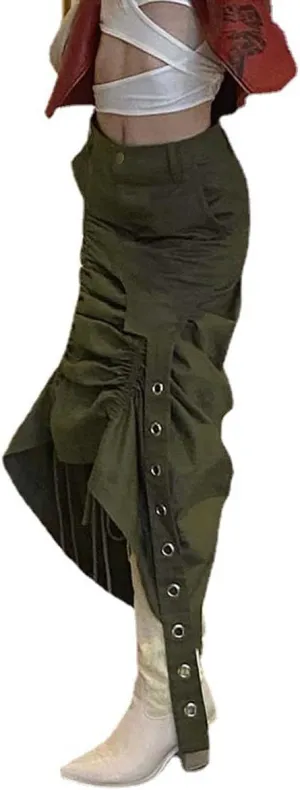 MLAFE Goth Skirt Grunge Skirt Fairy Garbage Skirt Y2K Irregular High Waist Skirt Statement Pleated Skirt Harajuku Skirt