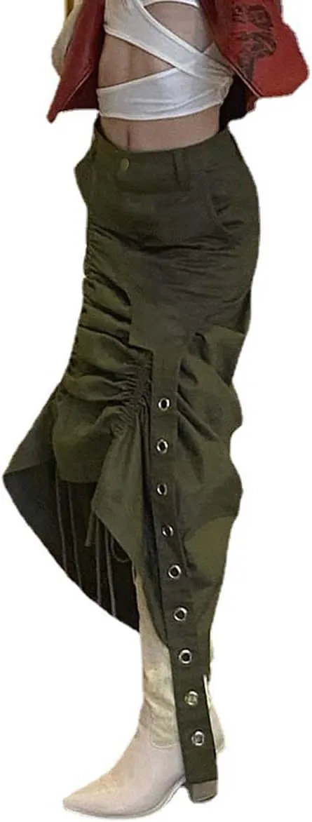 MLAFE Goth Skirt Grunge Skirt Fairy Garbage Skirt Y2K Irregular High Waist Skirt Statement Pleated Skirt Harajuku Skirt