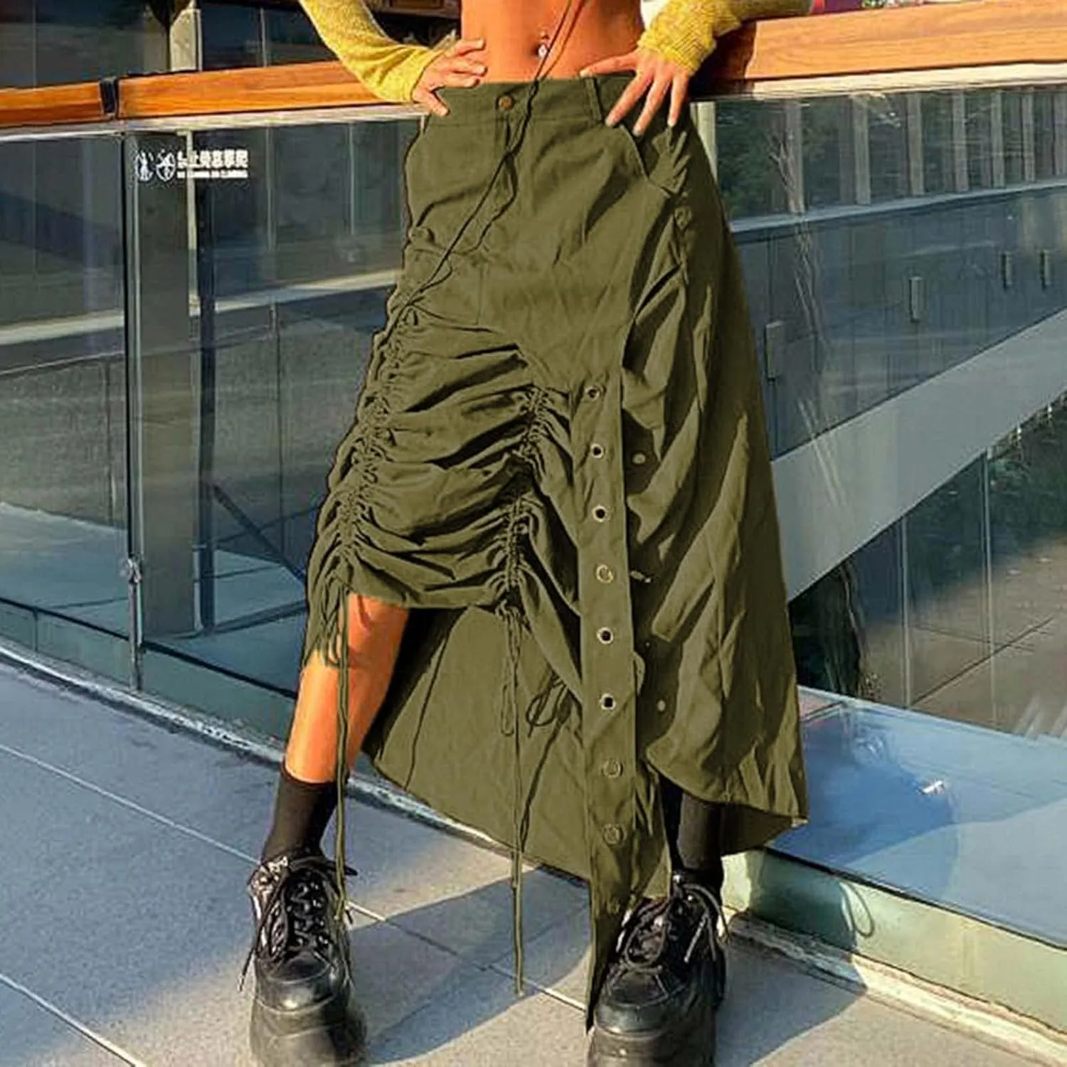 MLAFE Goth Skirt Grunge Skirt Fairy Garbage Skirt Y2K Irregular High Waist Skirt Statement Pleated Skirt Harajuku Skirt