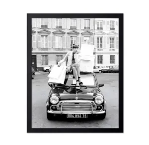 Monem Art Fashion Poster - Shopping in Paris Print - Fashion Photography Art - Glam Gift for Her, Women, Fashionista, Designer Fans - Chic Decor for Home, Office, Bedroom, 11x14 Black Framed