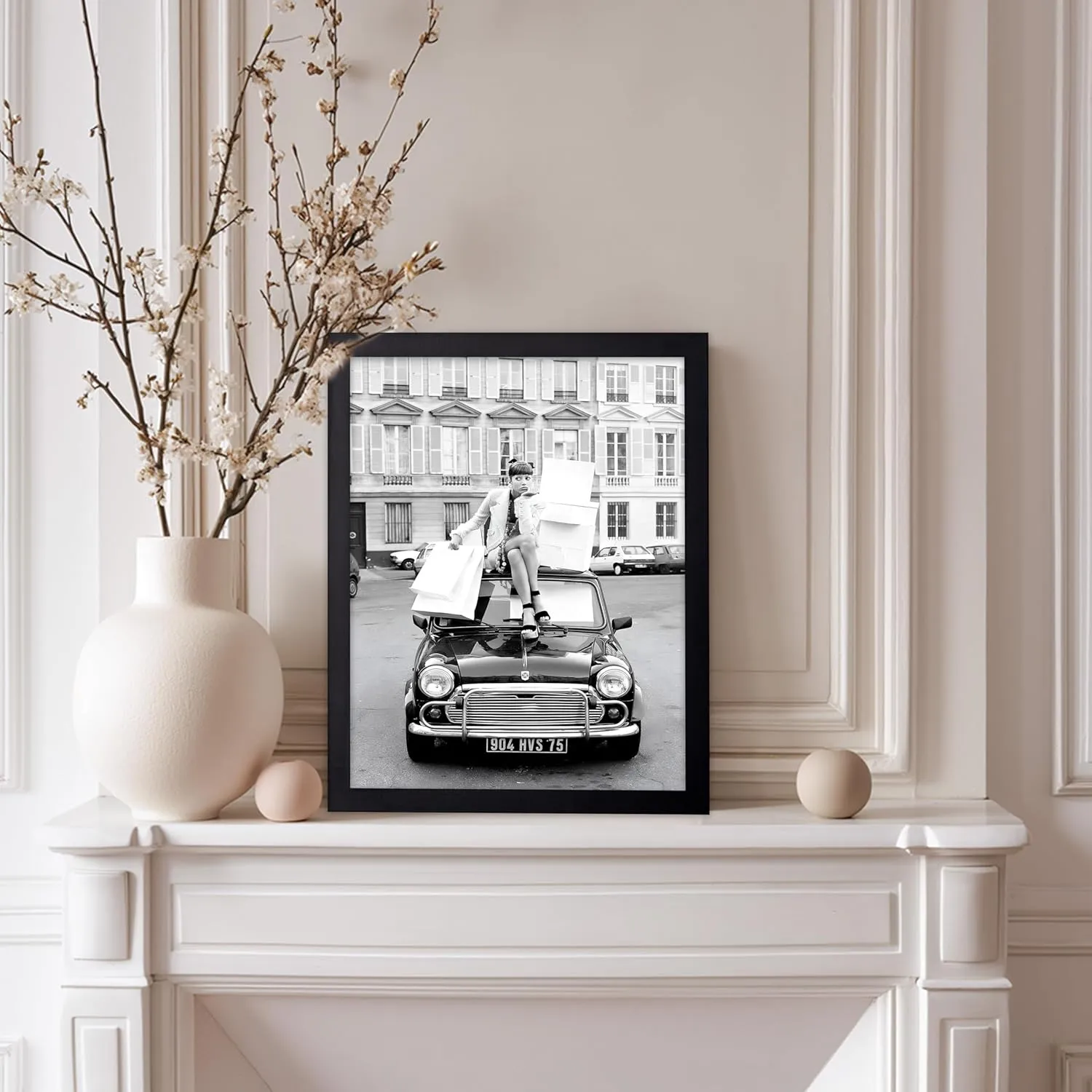 Monem Art Fashion Poster - Shopping in Paris Print - Fashion Photography Art - Glam Gift for Her, Women, Fashionista, Designer Fans - Chic Decor for Home, Office, Bedroom, 11x14 Black Framed