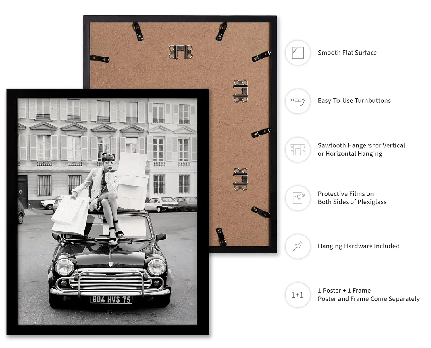 Monem Art Fashion Poster - Shopping in Paris Print - Fashion Photography Art - Glam Gift for Her, Women, Fashionista, Designer Fans - Chic Decor for Home, Office, Bedroom, 11x14 Black Framed