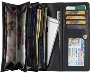 Mou Meraki Women RFID Blocking Genuine Leather Bifold Wallet-Clutch For Women-Shield Against Identity Theft
