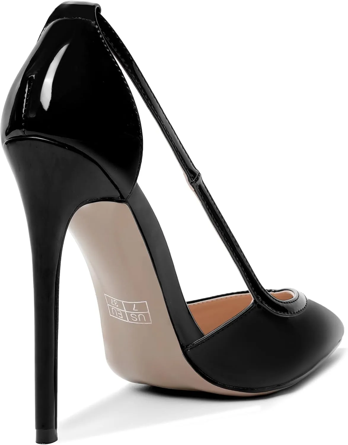 MOVINSTEPS Womens Dress Adjustable Strap Slip On Dating Pointed Toe Patent Stiletto High Heel Pumps Shoes 4.7 Inch