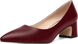 MOVINSTEPS Womens Evening Pointed Toe Dress Slip On Matte Chunky Low Heel Pumps Shoes 2 Inch