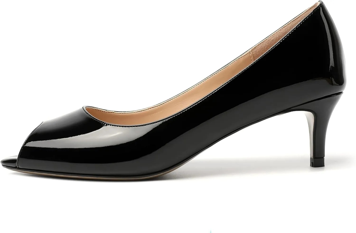MOVINSTEPS Womens Peep Toe Cute Dating Patent Slip On Kitten Low Heel Pumps Shoes 2 Inch