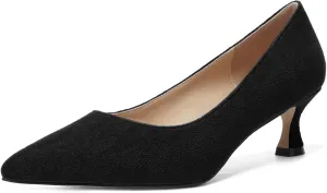 MOVINSTEPS Womens Pointed Toe Bridal Slip On Suede Dress Kitten Low Heel Pumps Shoes 2 Inch