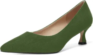 MOVINSTEPS Womens Pointed Toe Bridal Slip On Suede Dress Kitten Low Heel Pumps Shoes 2 Inch