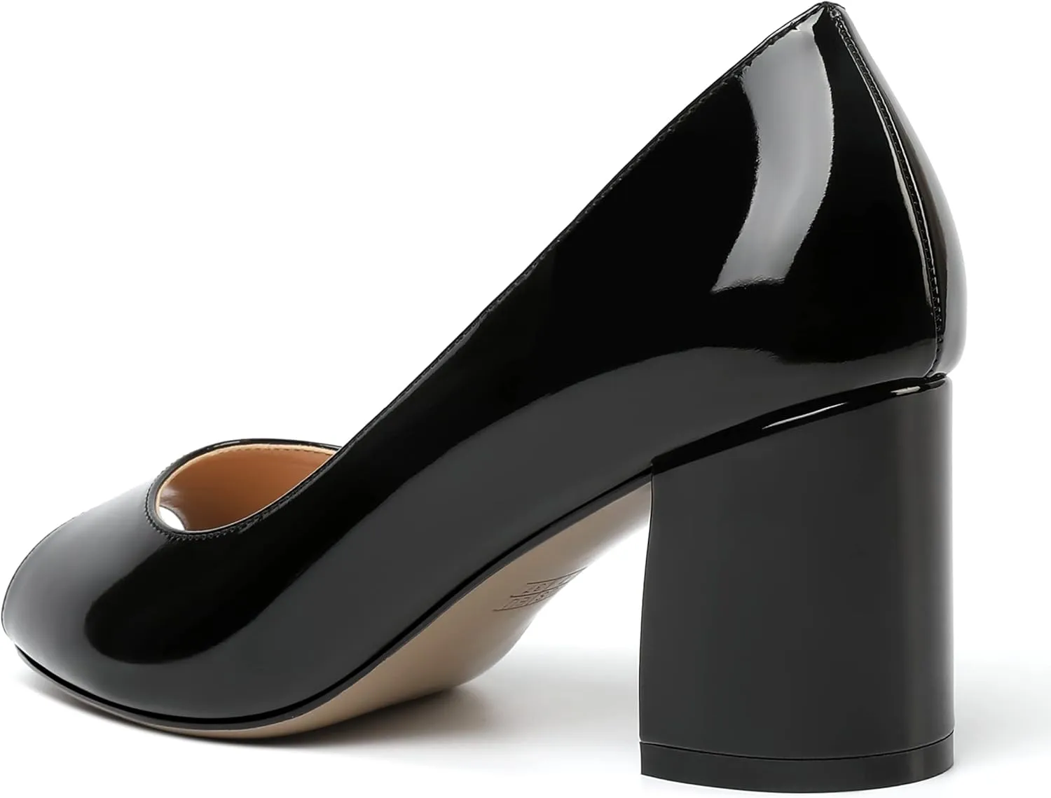 MOVINSTEPS Womens Slip On Dating Peep Toe Dress Patent Block Mid Heel Pumps Shoes 2.5 Inch