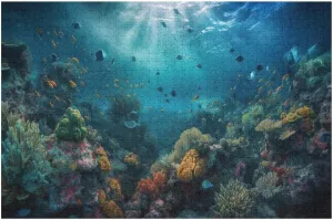 Multi Colored Fish Swim in Tropical Coral Reef Jigsaw Puzzles with Poster Puzzles for Adults and Kids 500 Pieces Puzzles Educational Games Gift for Elders Family Friend Gift for Women 20.5x15 Inch