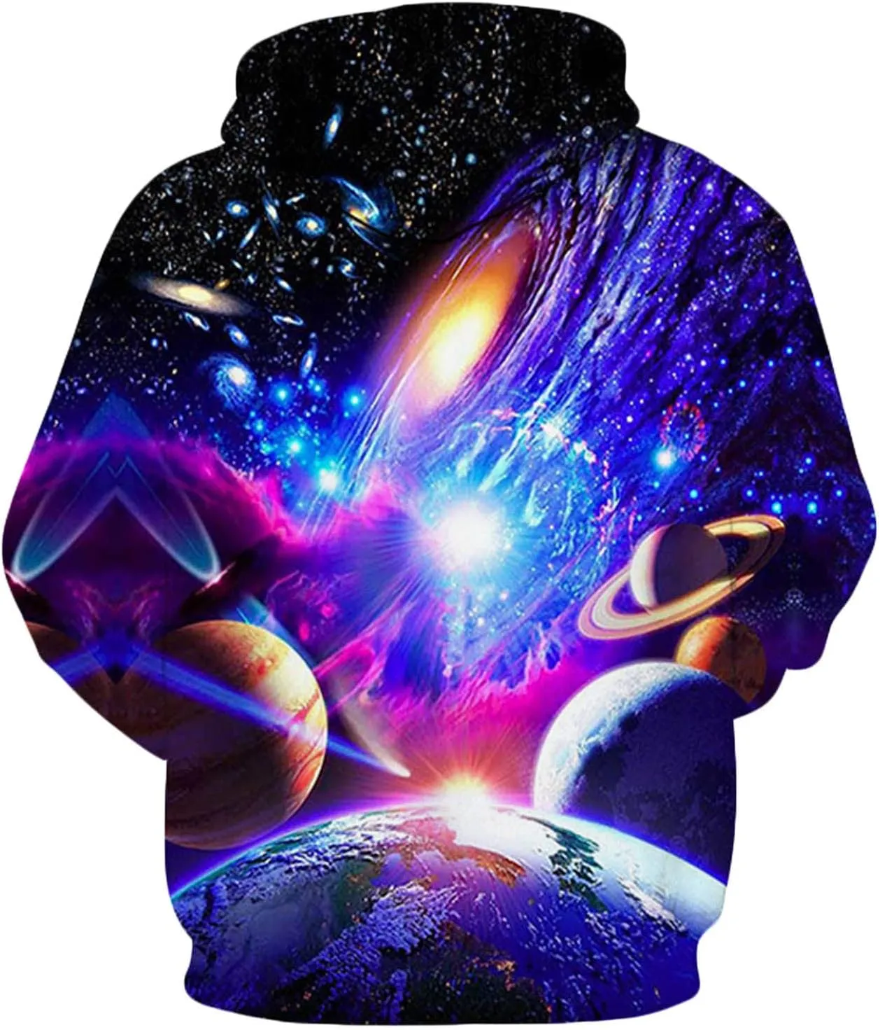 Muscularfit Hoodies for Men Graphic Design Galaxy Digital Print Crewneck Sweatshirts Pullover Casual Loose Sport Hooded Shirt