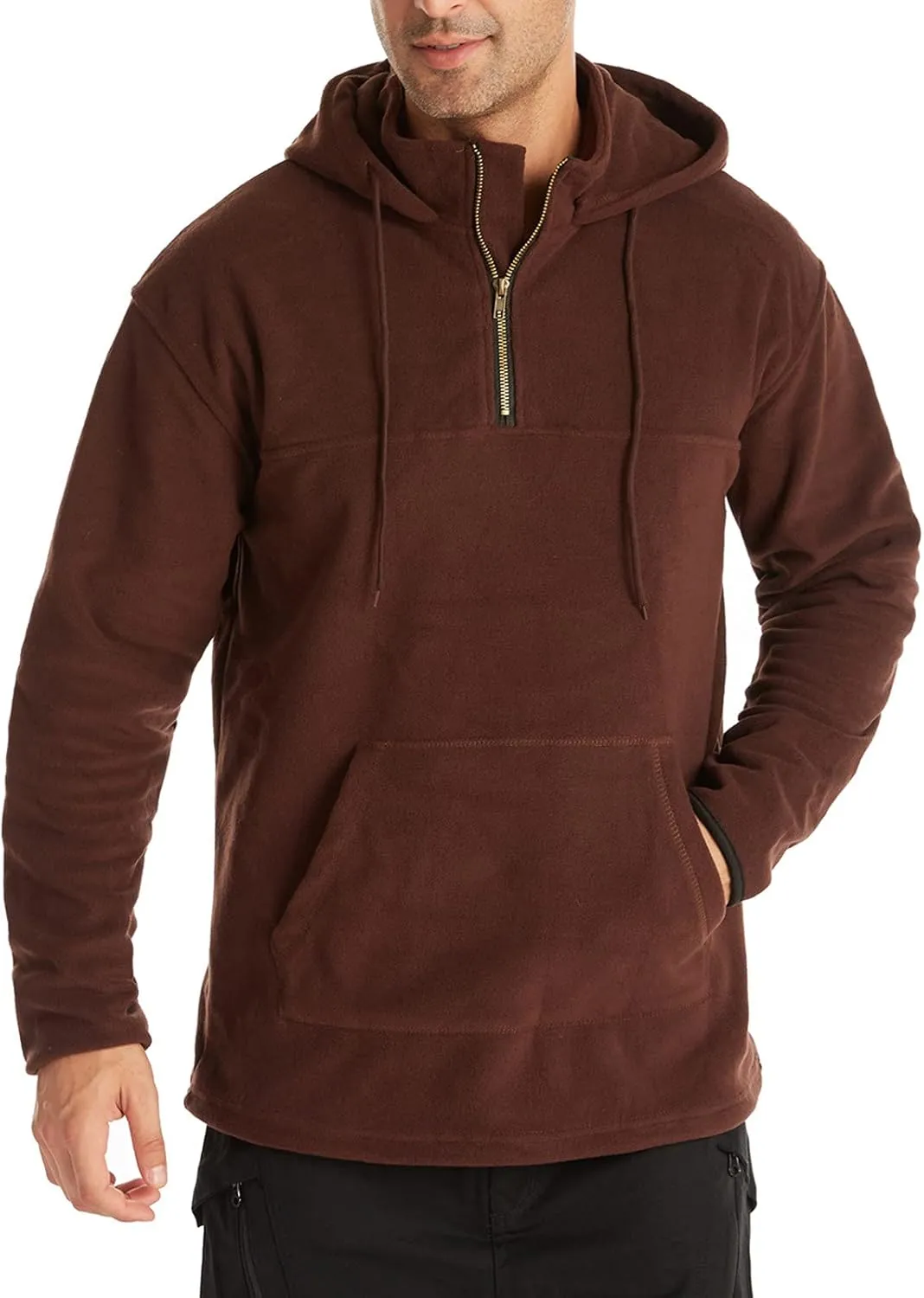 Muscularfit Zip Up Hoodie Men Lightweight Pullover Sweatshirt Winter Double-Face Fleece Plus Size Hoodie Outdoor Sport Hooded