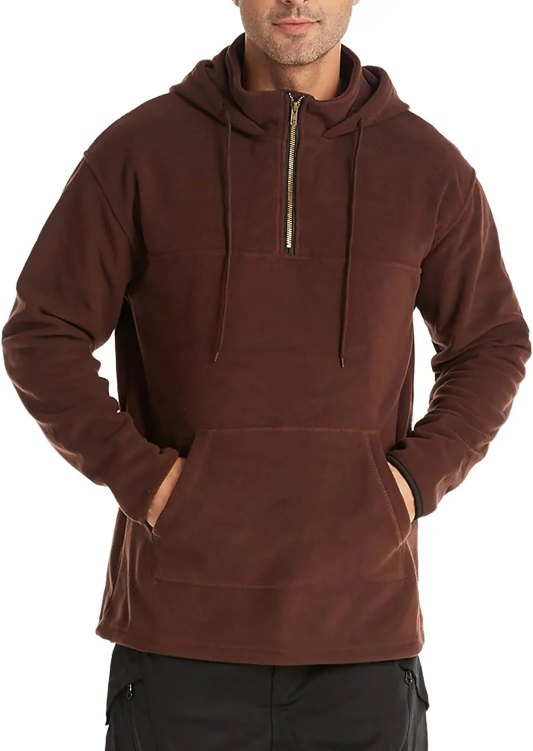 Muscularfit Zip Up Hoodie Men Lightweight Pullover Sweatshirt Winter Double-Face Fleece Plus Size Hoodie Outdoor Sport Hooded