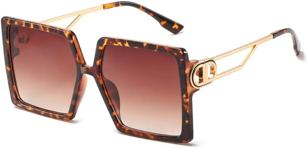 MYSNKU Women Personalized Sunglasses Trendy One-Piece Sunglasses Fashion Trend Metal Oversized square Glasses