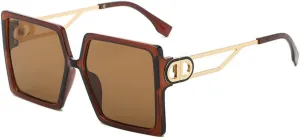 MYSNKU Women Personalized Sunglasses Trendy One-Piece Sunglasses Fashion Trend Metal Oversized square Glasses