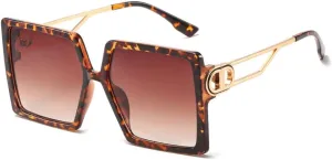 MYSNKU Women Personalized Sunglasses Trendy One-Piece Sunglasses Fashion Trend Metal Oversized square Glasses