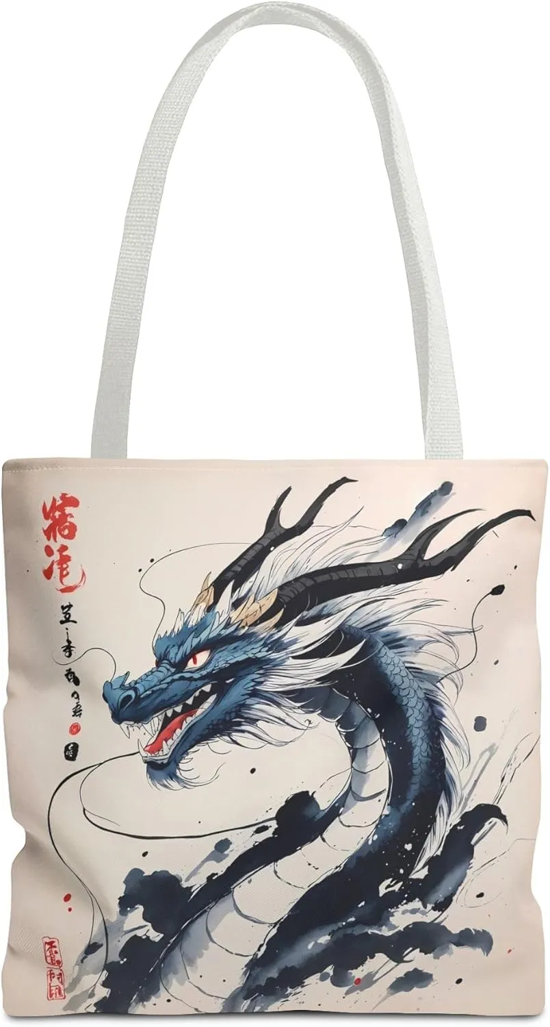 Mystical Dragon Eco-Friendly Tote Shopping Bag, Art Lover Gift, Asian Culture Decor, Cosplay Accessory
