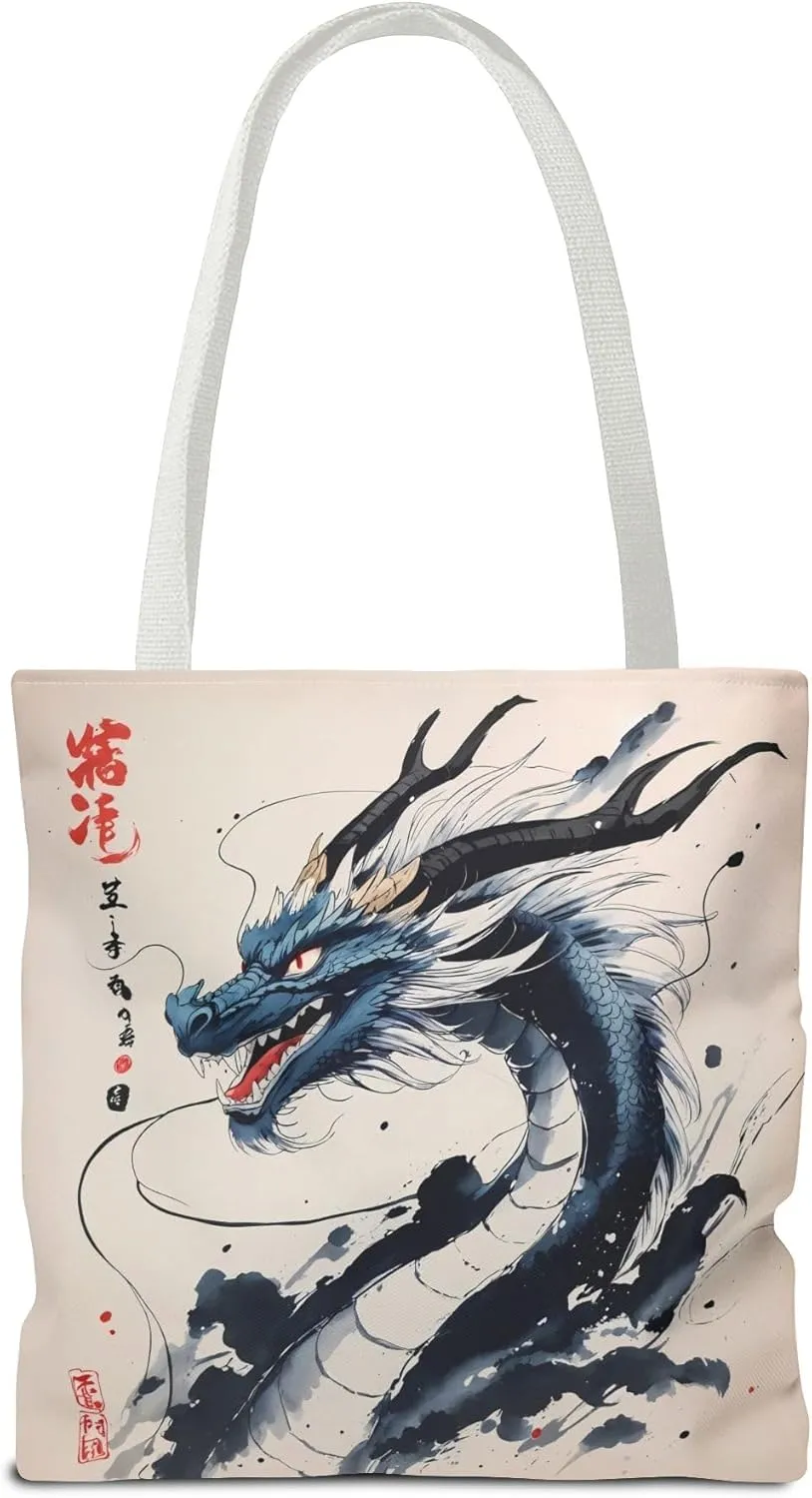 Mystical Dragon Eco-Friendly Tote Shopping Bag, Art Lover Gift, Asian Culture Decor, Cosplay Accessory
