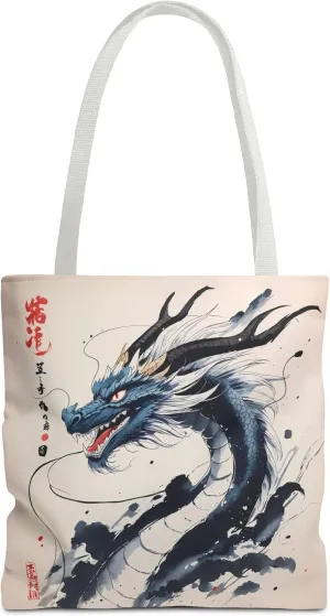 Mystical Dragon Eco-Friendly Tote Shopping Bag, Art Lover Gift, Asian Culture Decor, Cosplay Accessory