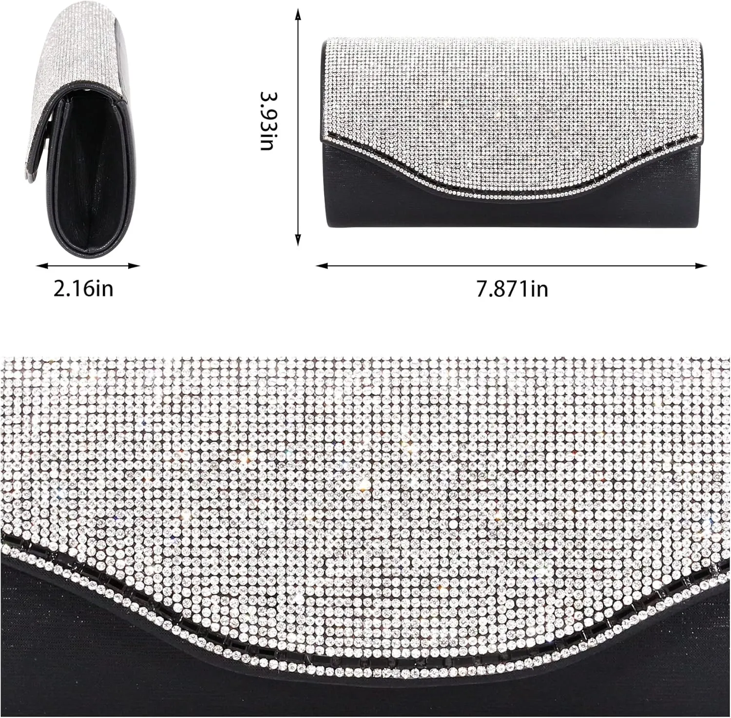 Naimo Flap Dazzling Clutch Bag Evening Bag With Detachable Chain