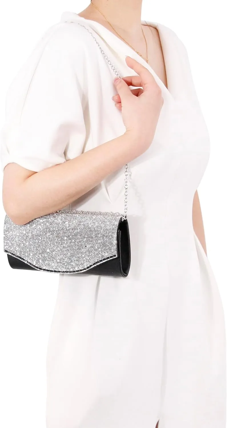 Naimo Flap Dazzling Clutch Bag Evening Bag With Detachable Chain