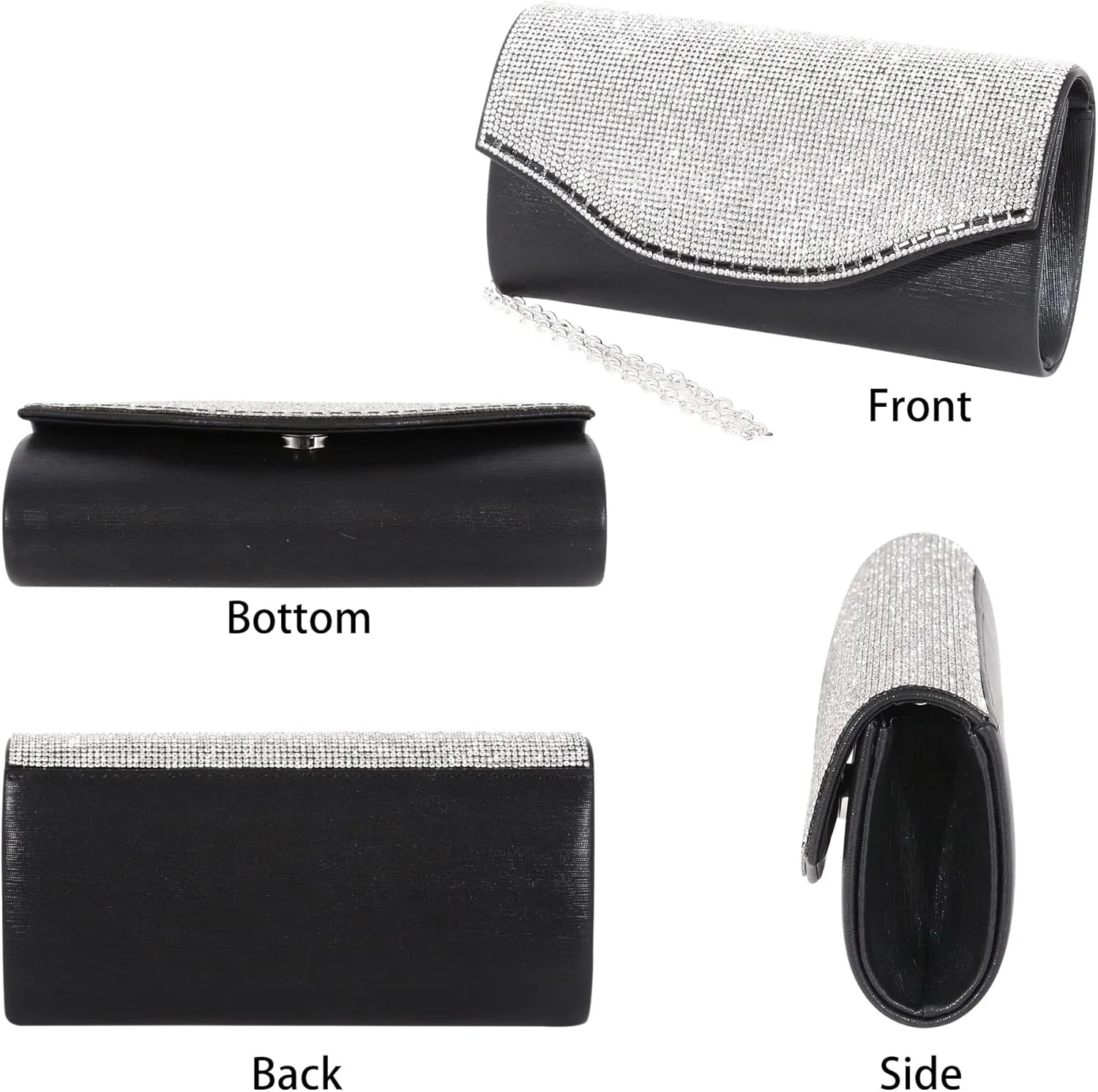 Naimo Flap Dazzling Clutch Bag Evening Bag With Detachable Chain