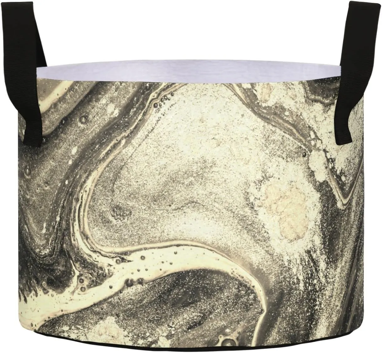Natural Luxury Gold Marble Golden Powder Oriental Art Grow Bags, Planter Pot with Sturdy Handles Heavy Duty Thickened Felt Cloth Pots Container for Garden Flowers Vegetables 10 Gal