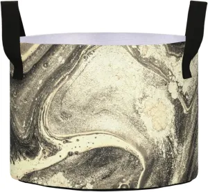 Natural Luxury Gold Marble Golden Powder Oriental Art Grow Bags, Planter Pot with Sturdy Handles Heavy Duty Thickened Felt Cloth Pots Container for Garden Flowers Vegetables 10 Gal
