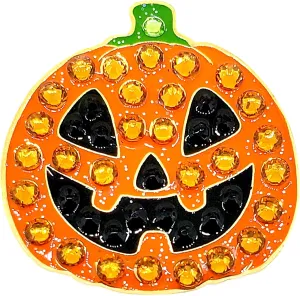 NAVIKA Halloween Jack O'Lantern Pumpkin Golf Ball Marker with Austrian Crystals | Magnetic Hat Clip Included | Halloween Themed Golfing Gift | Spooky Pumpkin Accessory for Golfers