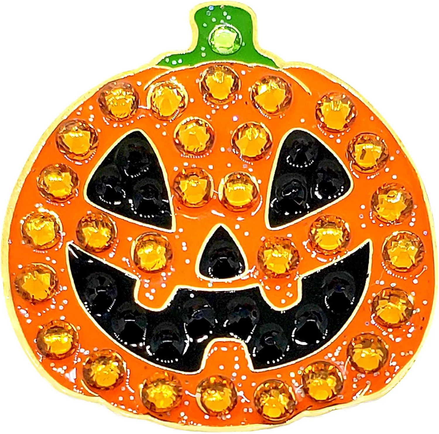 NAVIKA Halloween Jack O'Lantern Pumpkin Golf Ball Marker with Austrian Crystals | Magnetic Hat Clip Included | Halloween Themed Golfing Gift | Spooky Pumpkin Accessory for Golfers