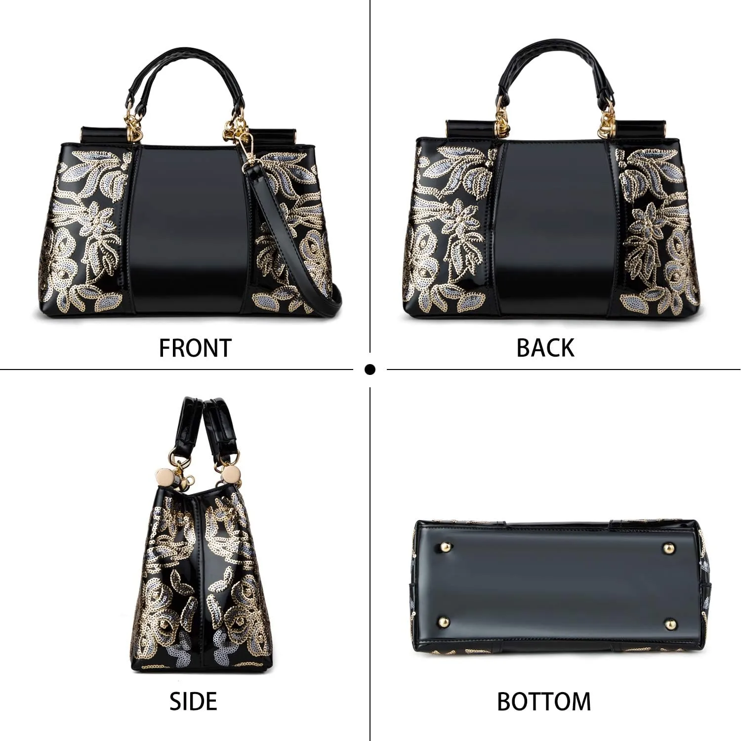 Nevenka Handbags For Women Patent Leather Designer Purse Suitable for Shopping Party Daily Use