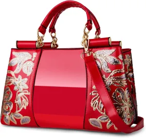 Nevenka Handbags For Women Patent Leather Designer Purse Suitable for Shopping Party Daily Use