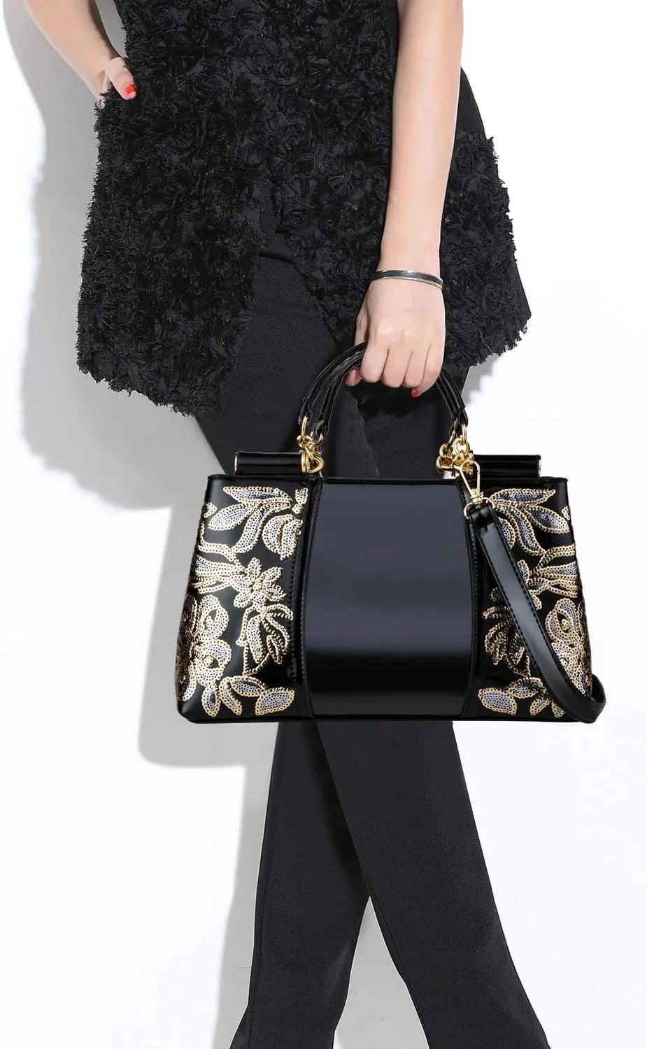 Nevenka Handbags For Women Patent Leather Designer Purse Suitable for Shopping Party Daily Use
