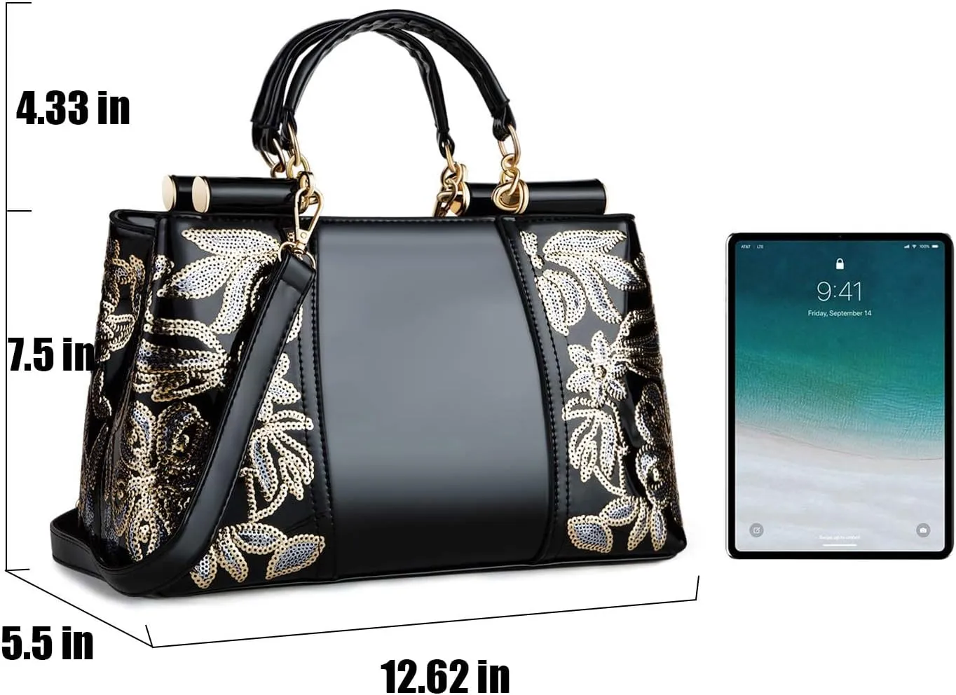 Nevenka Handbags For Women Patent Leather Designer Purse Suitable for Shopping Party Daily Use