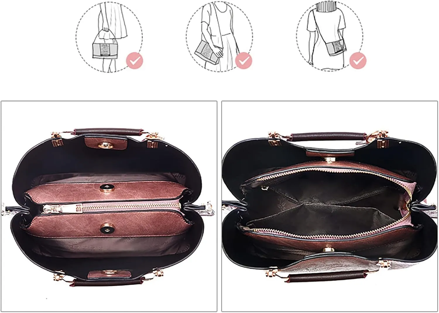 New Solid Color Women's Fashion CrossShoulder Handbag Large Work Tote Bag Messenger Bags