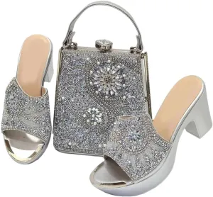 Nigerian Wedding Luxury Heel Set Crystal Clutch Bag Italian Design Bridal Party Pumps