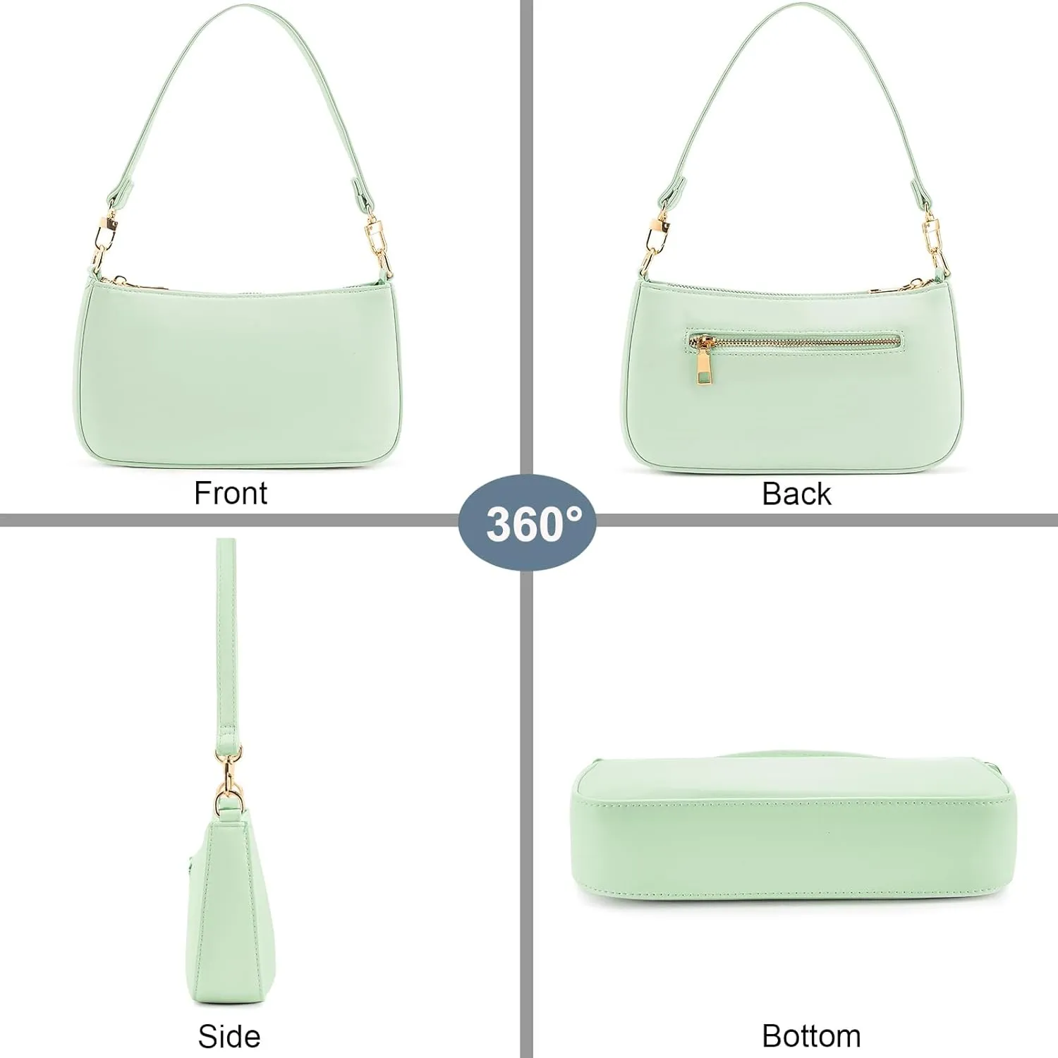 NIUEIMEE ZHOU Shoulder Bag for Women Retro Vegan Leather Classic Clutch Tote HandBags Purses with Zipper Closure