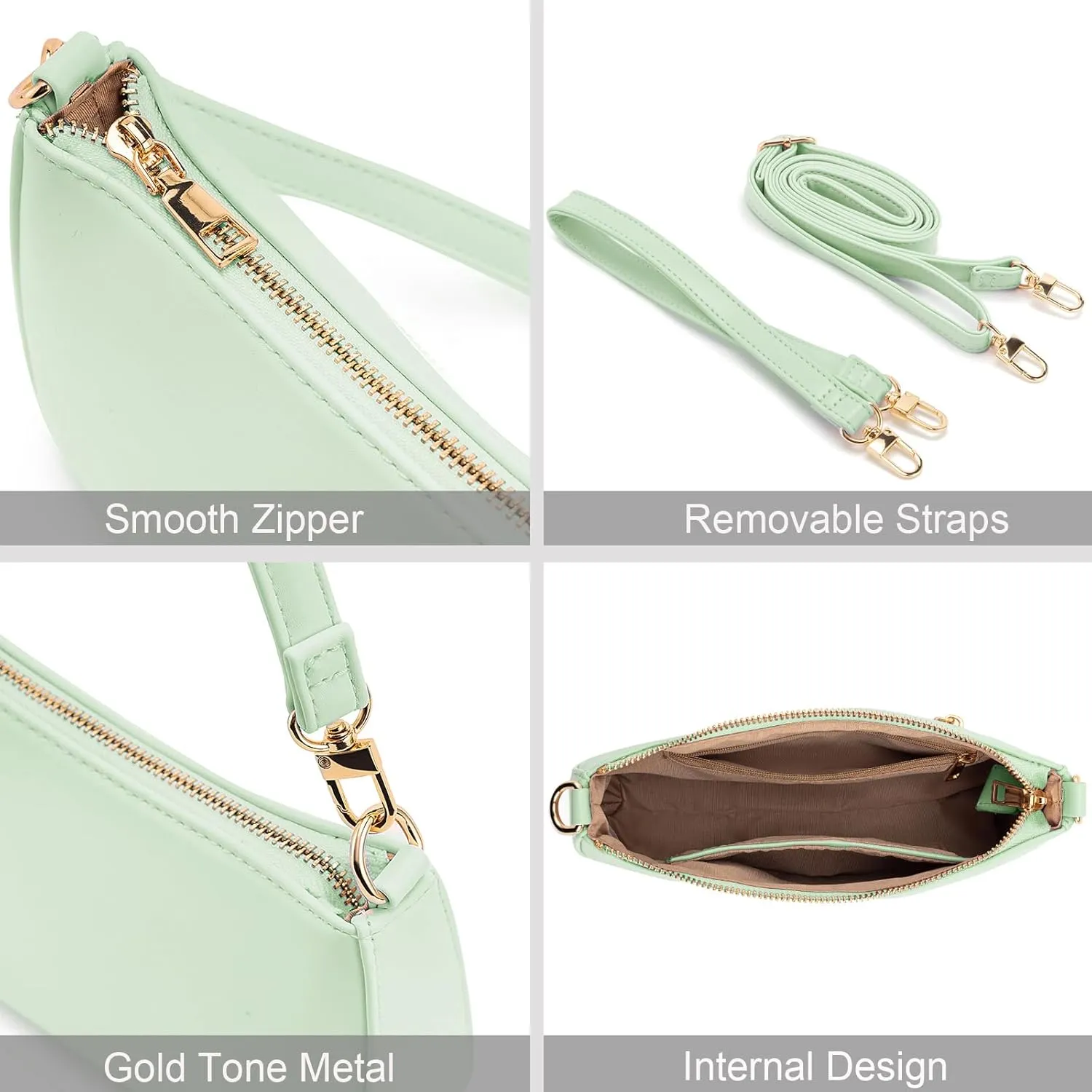NIUEIMEE ZHOU Shoulder Bag for Women Retro Vegan Leather Classic Clutch Tote HandBags Purses with Zipper Closure