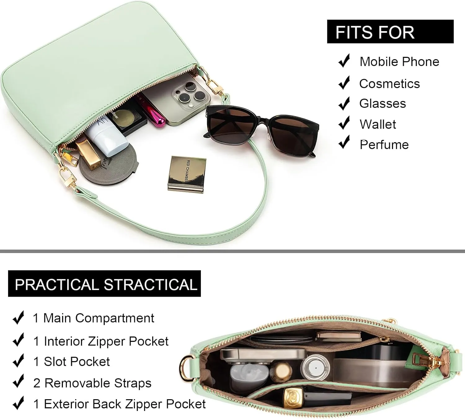 NIUEIMEE ZHOU Shoulder Bag for Women Retro Vegan Leather Classic Clutch Tote HandBags Purses with Zipper Closure
