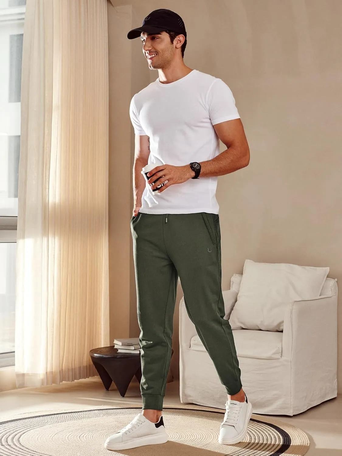 NORTHYARD Men's Cotton Athletic Jogger Sweatpants with Zipper Pockets Running Workout Gym Tapered Pants Comfy Lounge Pants