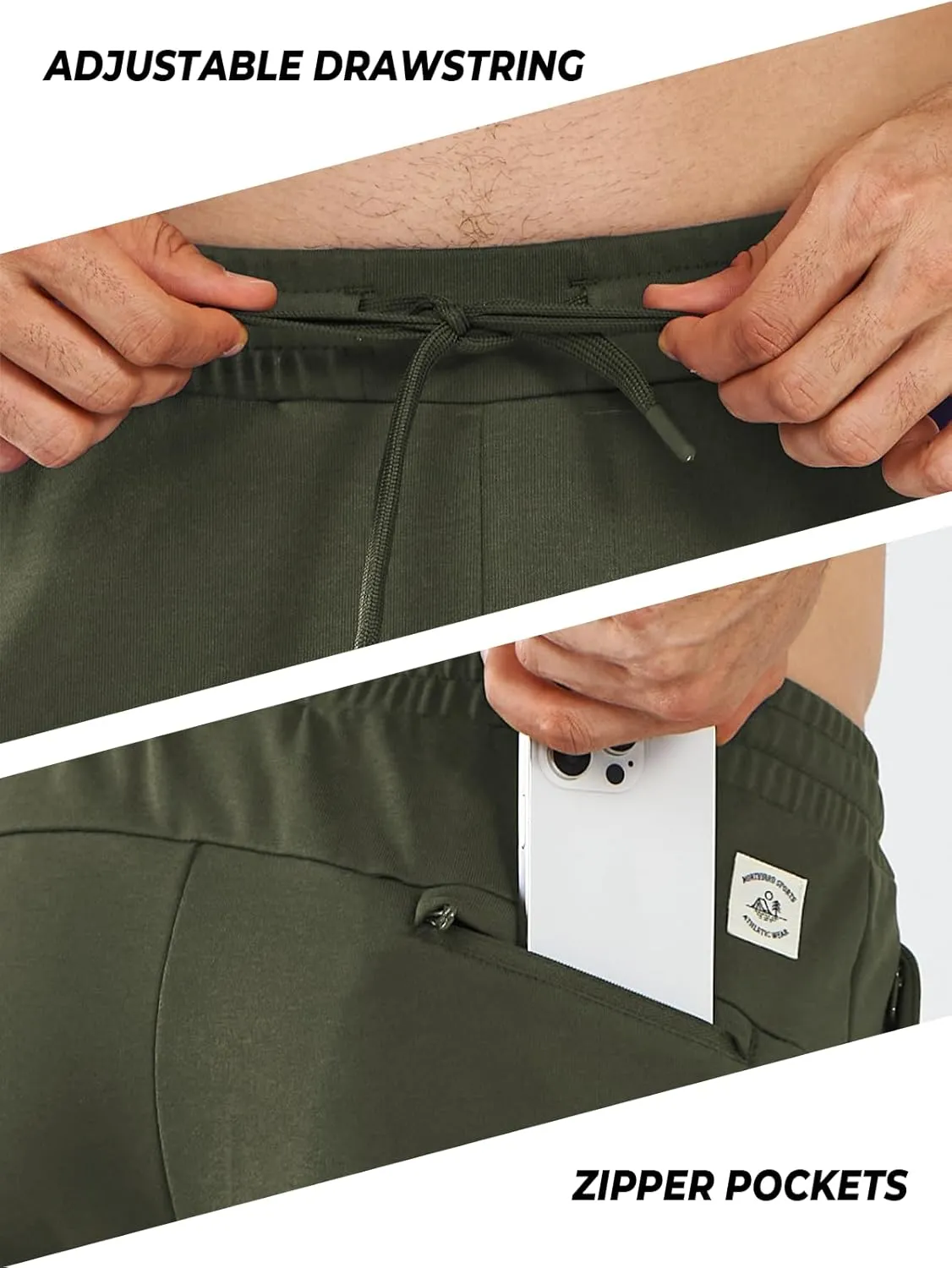 NORTHYARD Men's Cotton Athletic Jogger Sweatpants with Zipper Pockets Running Workout Gym Tapered Pants Comfy Lounge Pants