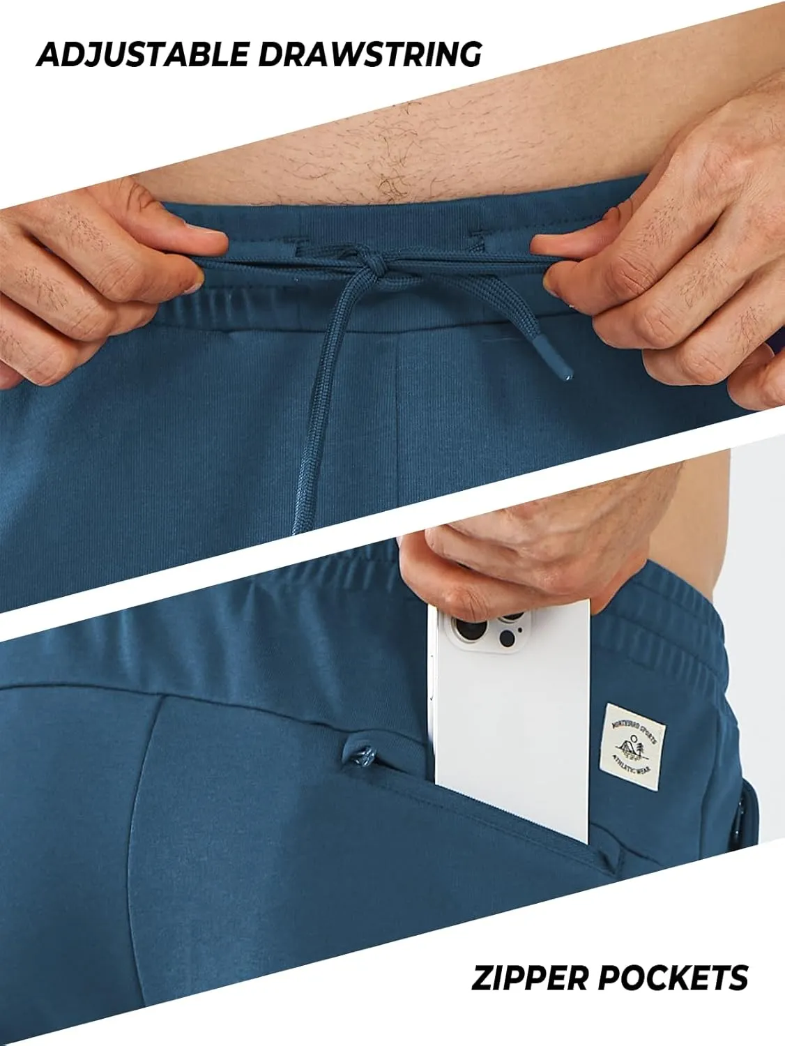 NORTHYARD Men's Cotton Athletic Jogger Sweatpants with Zipper Pockets Running Workout Gym Tapered Pants Comfy Lounge Pants